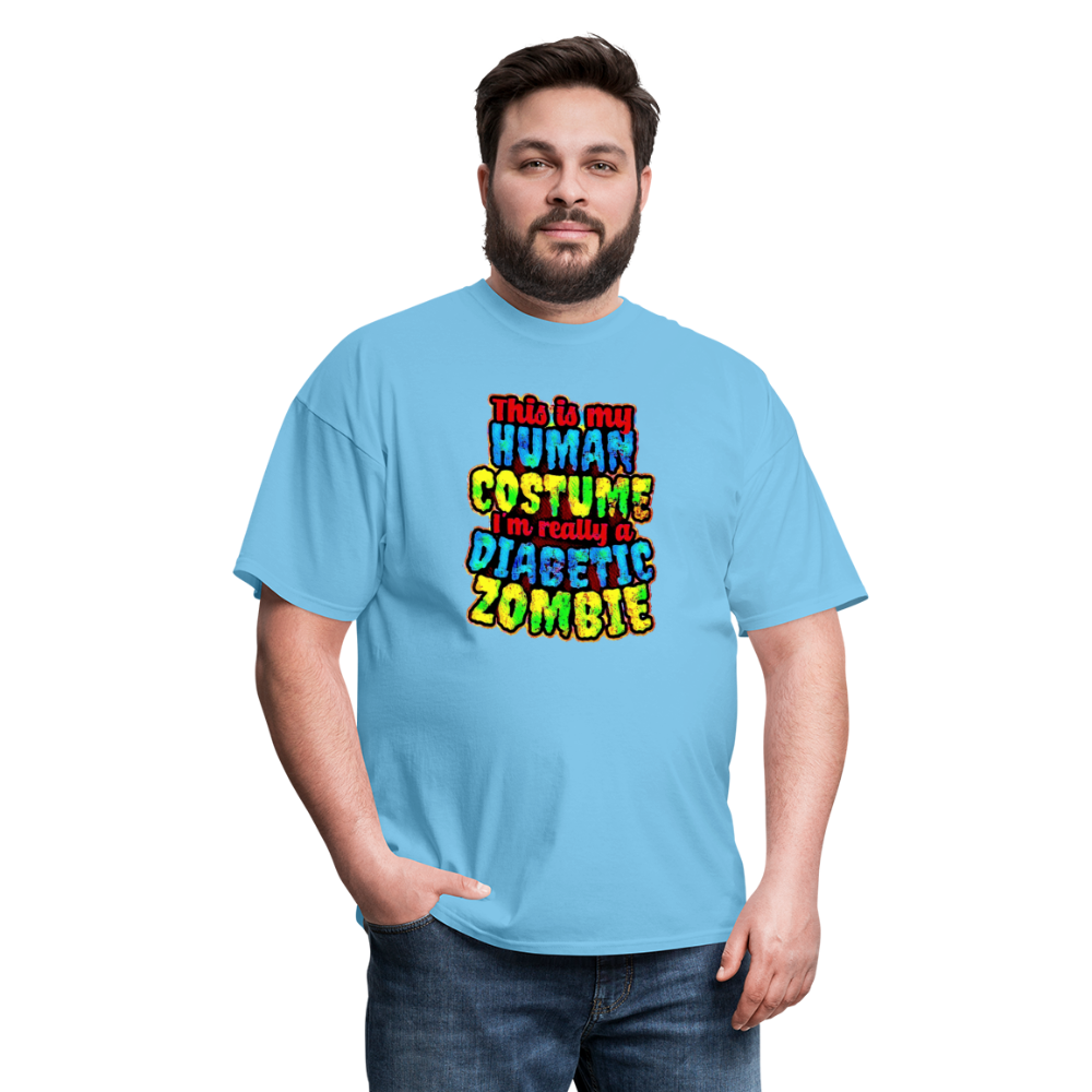 Human Costume Diabetic Zombie T-Shirt Halloween Humor : Unisex Tee Shirt - aquatic blue