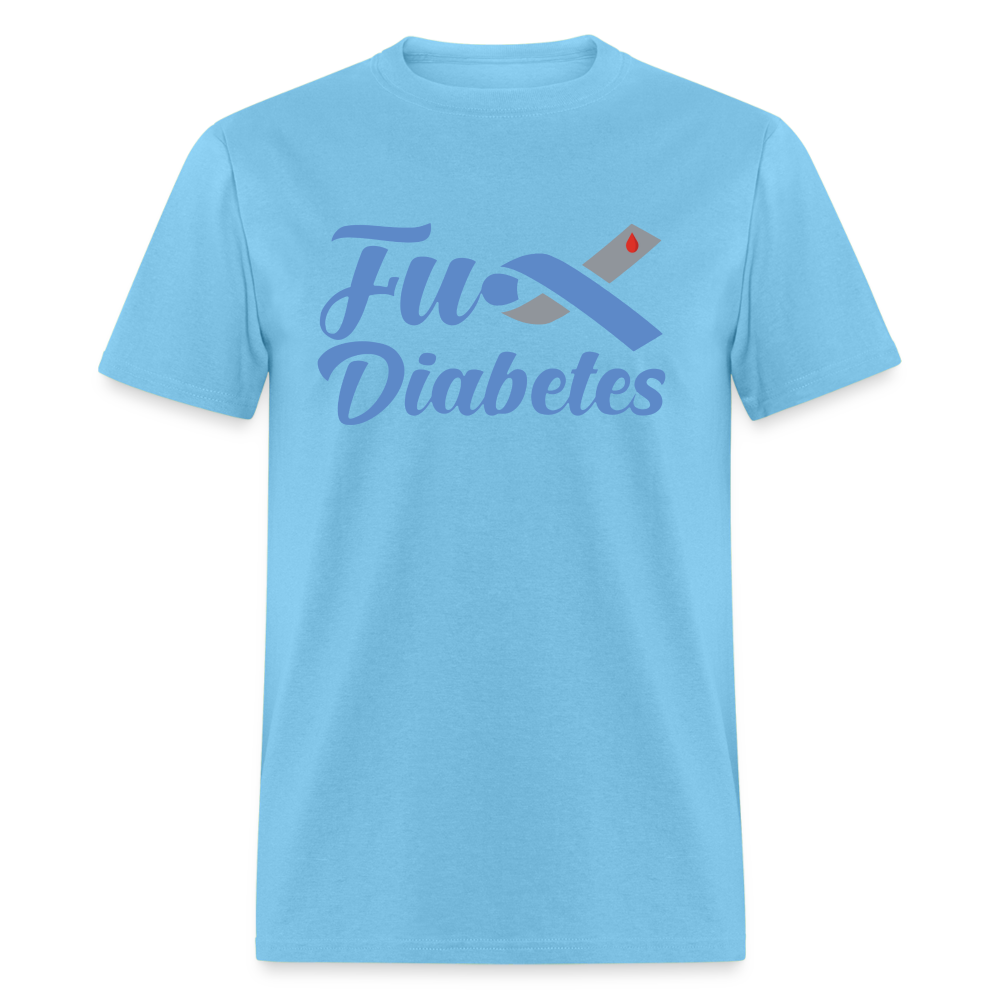 Fu*K Diabetes Blue Ribbon Diabetic Awareness Unisex T-Shirt - aquatic blue