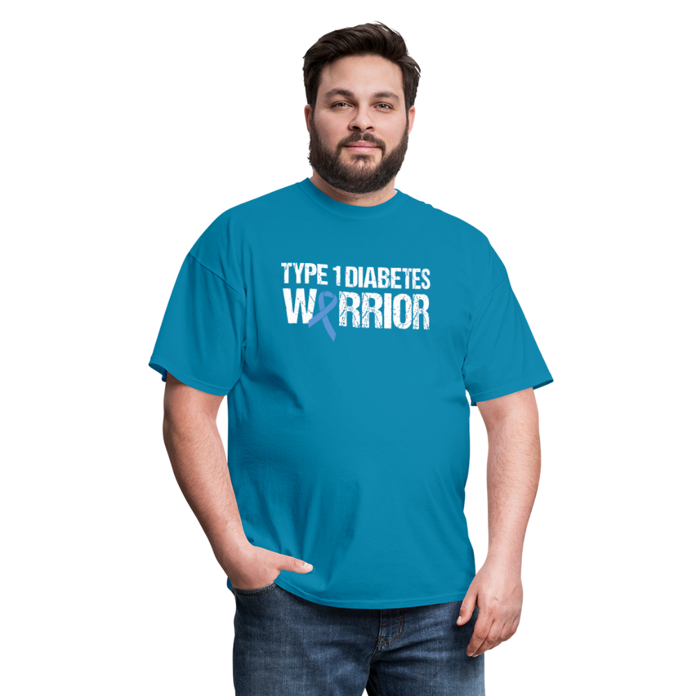 Type 1 Diabetes Warrior Blue Ribbon Pride T-Shirt - turquoise