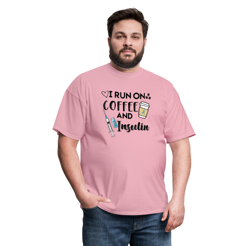 I Run On Coffee & Insulin Adult Unisex Softstyle T-Shirt - pink