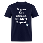 It goes Eat Insulin Oh Sh*t Repeat Parody Unisex Classic T-Shirt - navy