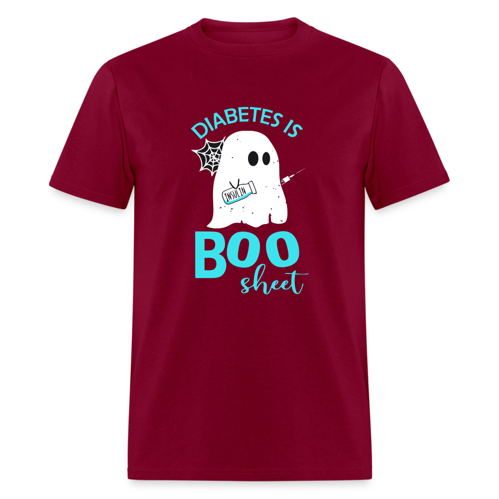 Diabetes Is Boo Sheet Funny Diabetic Halloween Humor Unisex T-Shirt - burgundy