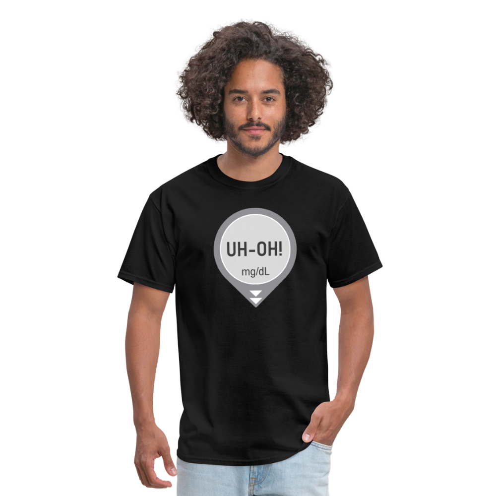 UH-OH! Dexcom Lows Alert Humor Adult Unisex T-Shirt - black