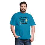 I Run On Coffee & Insulin Adult Unisex Softstyle T-Shirt - turquoise