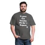 It goes Eat Insulin Oh Sh*t Repeat Parody Unisex Classic T-Shirt - charcoal