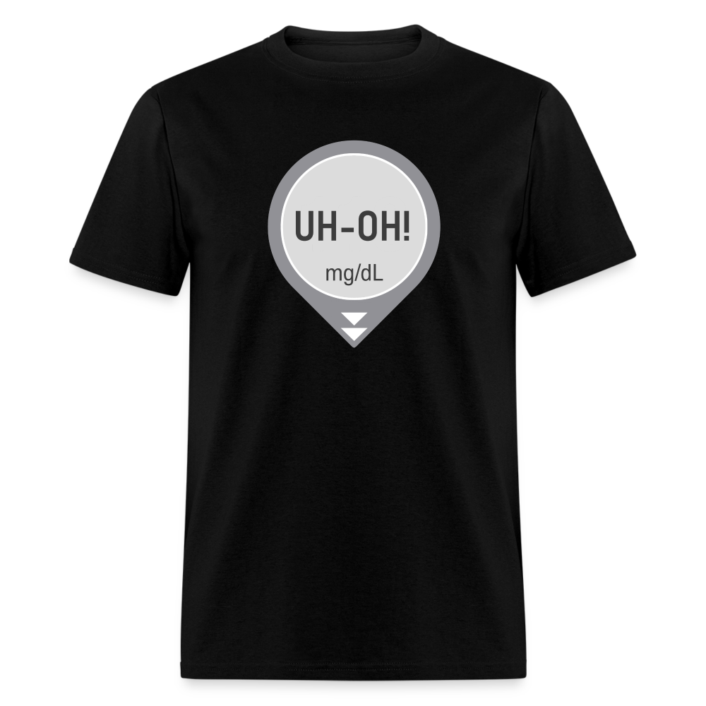 UH-OH! Dexcom Lows Alert Humor Adult Unisex T-Shirt - black