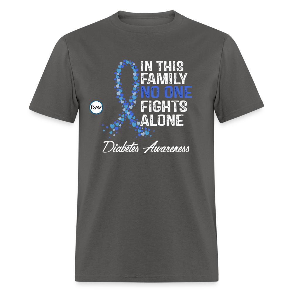 Family No One Fights Alone Diabetes Awareness Adult Unisex T-Shirt - charcoal