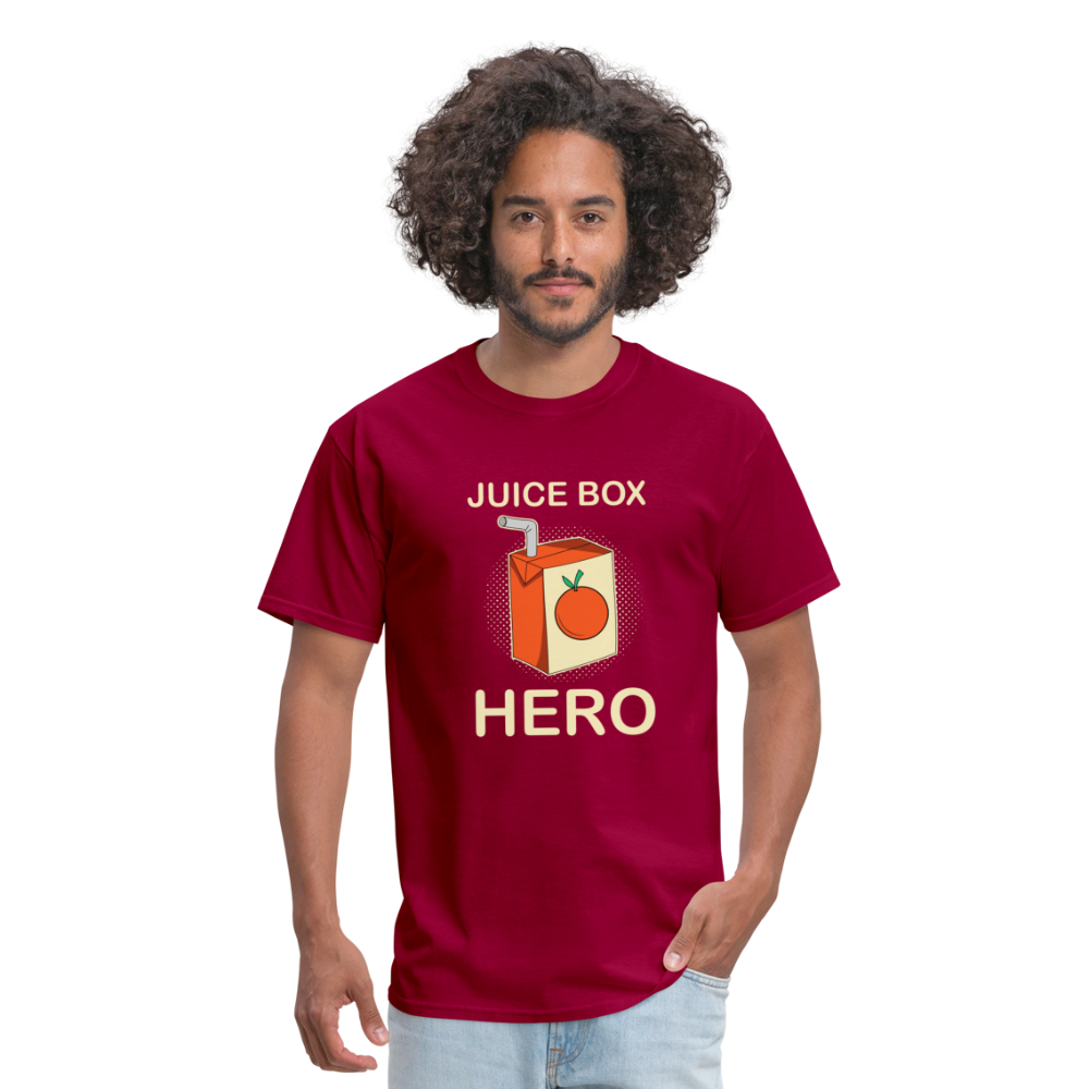 Juice Box Hero Diabetic Humor T1D Funny Unisex Softstyle Adult T-Shirt - dark red