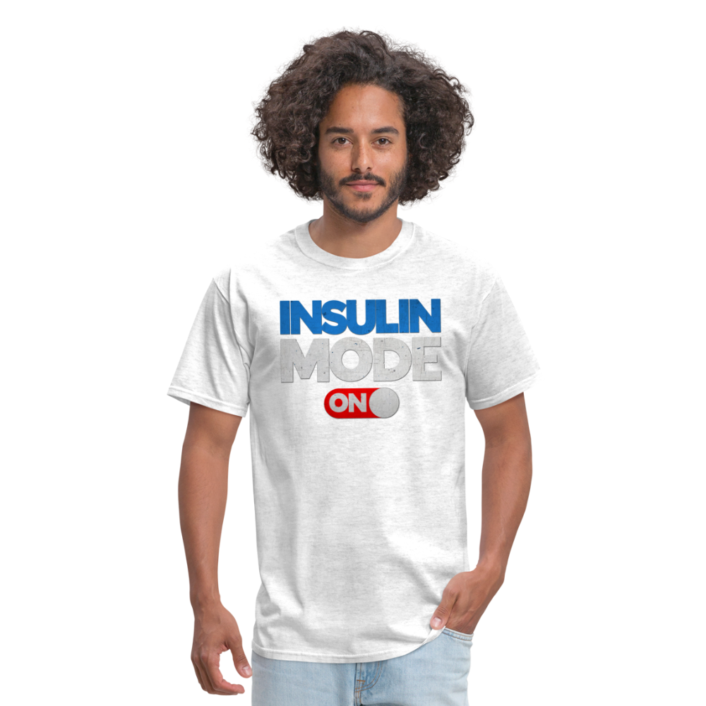 Insulin Mode "ON" Adult Diabetic Humor Unisex T-Shirt - light heather gray