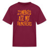 Zombies Ate My Pancreas Halloween Kids' T-Shirt - burgundy