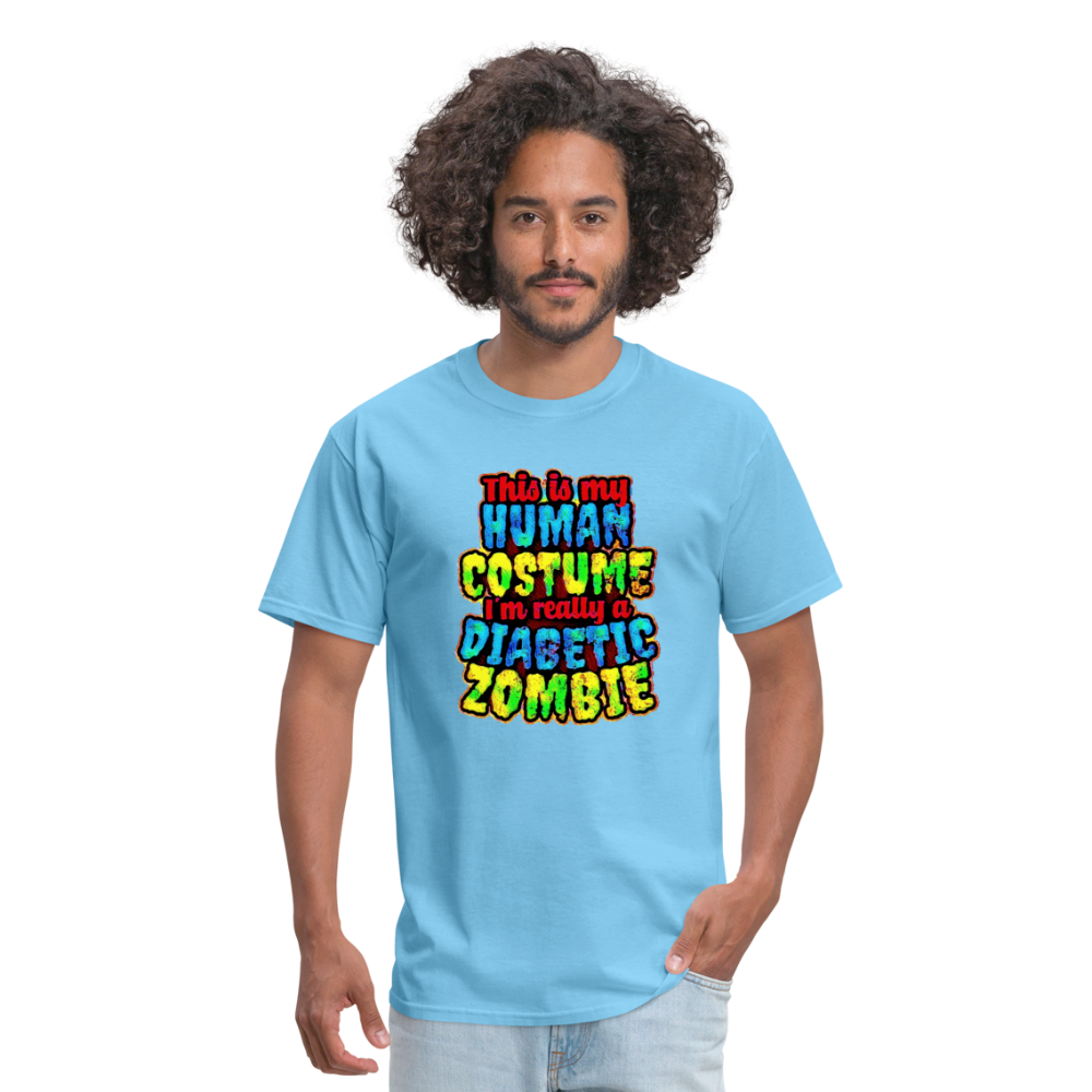Human Costume Diabetic Zombie T-Shirt Halloween Humor : Unisex Tee Shirt - aquatic blue