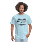I Run On Coffee & Insulin Adult Unisex Softstyle T-Shirt - powder blue
