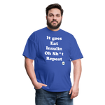 It goes Eat Insulin Oh Sh*t Repeat Parody Unisex Classic T-Shirt - royal blue