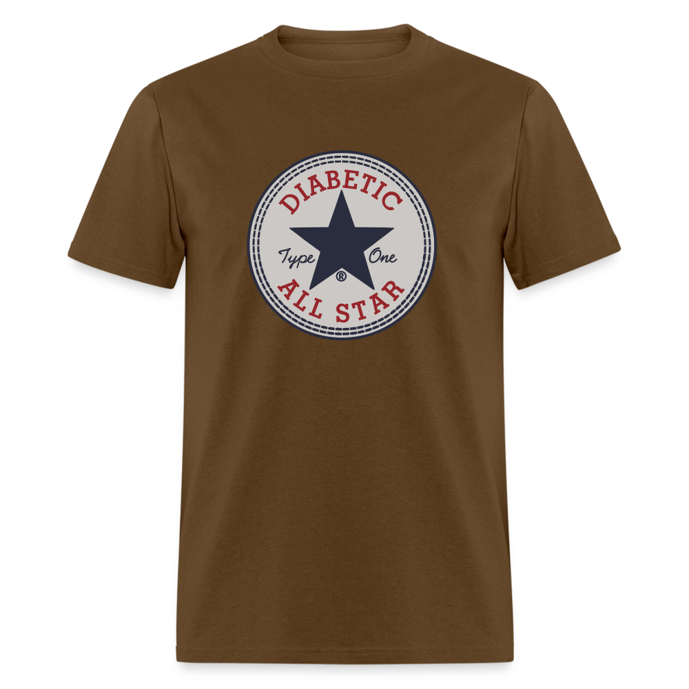 Type 1 All-Star Diabetic Morale Adult Unisex Ringspun Cotton T-Shirt - brown