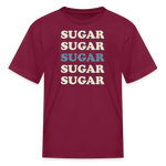 Hey Sugar Sugar Type 1 diabetes humor kids T-shirt in burgundy