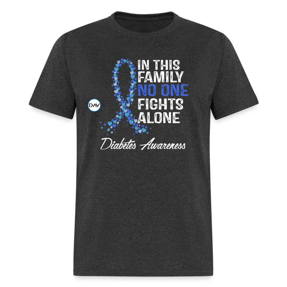 Family No One Fights Alone Diabetes Awareness Adult Unisex T-Shirt - heather black