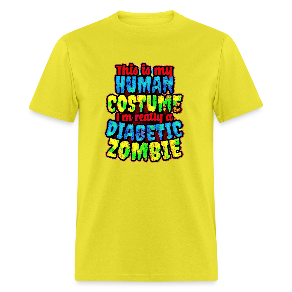 Human Costume Diabetic Zombie T-Shirt Halloween Humor : Unisex Tee Shirt - yellow