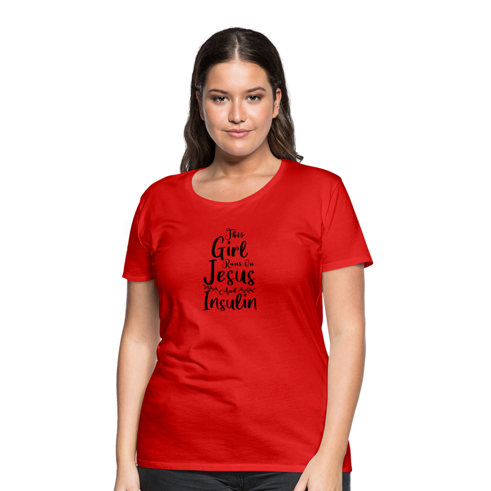 This Girl Runs On Jesus & Insulin Women’s Comfort T-Shirt - red