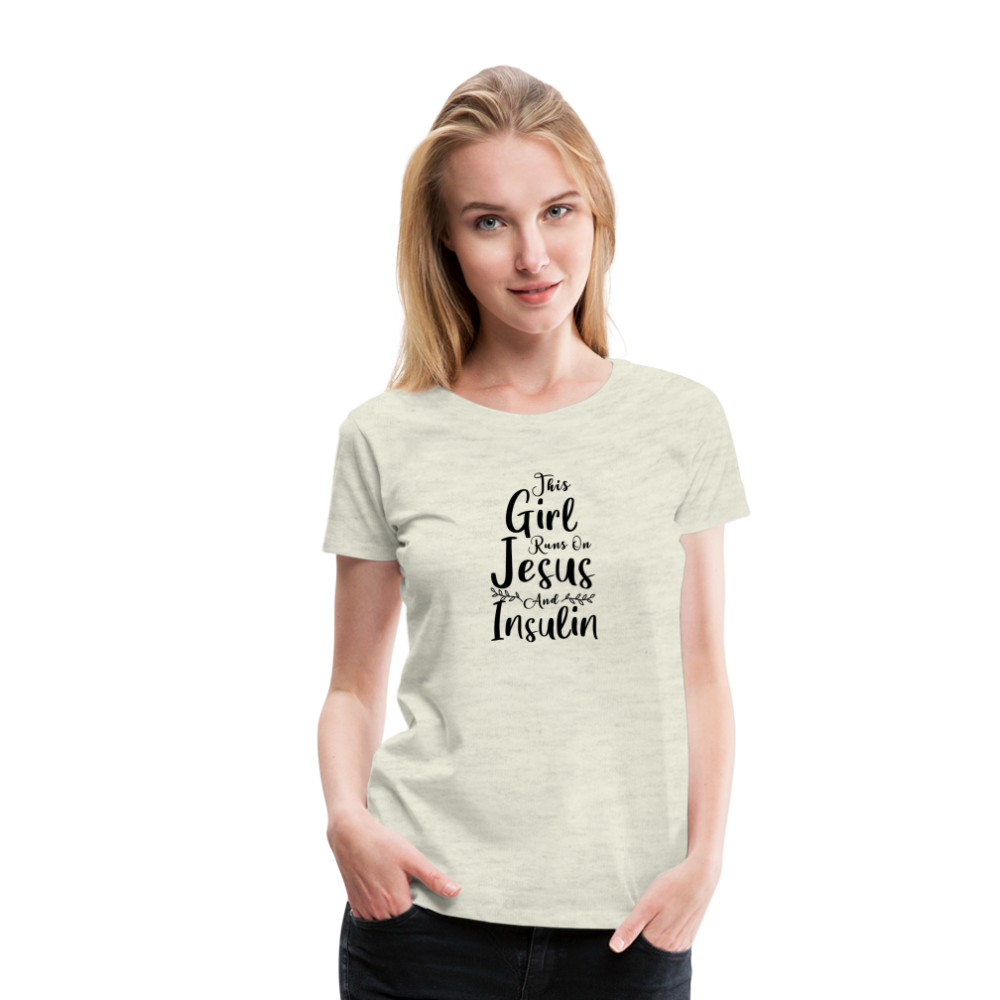 This Girl Runs On Jesus & Insulin Women’s Comfort T-Shirt - heather oatmeal