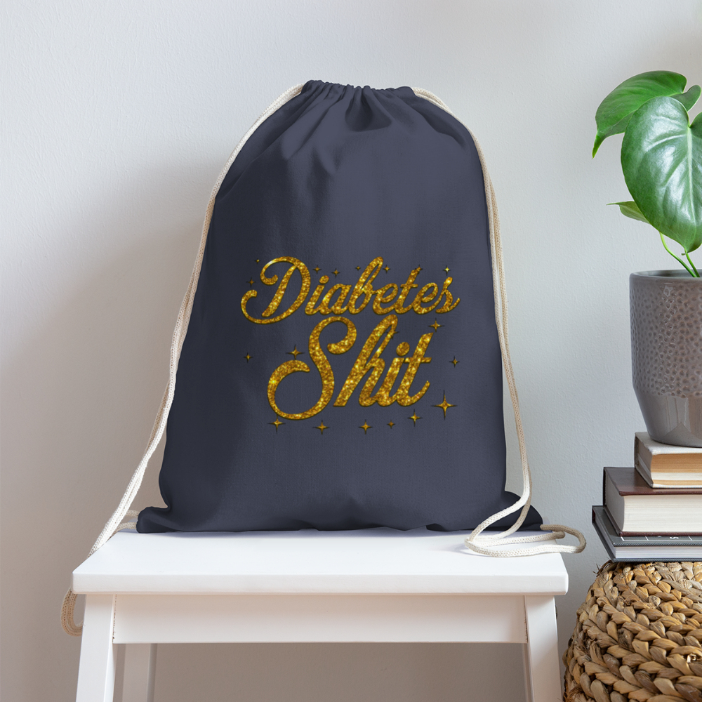 Diabetes Sh*t Go Bag : Cotton Diabetes Awareness Drawstring Satchel - navy