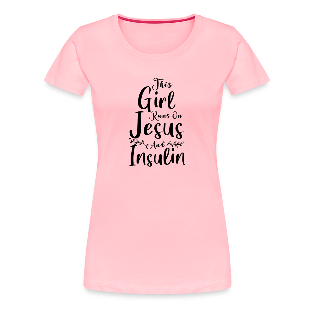 This Girl Runs On Jesus & Insulin Women’s Comfort T-Shirt - pink