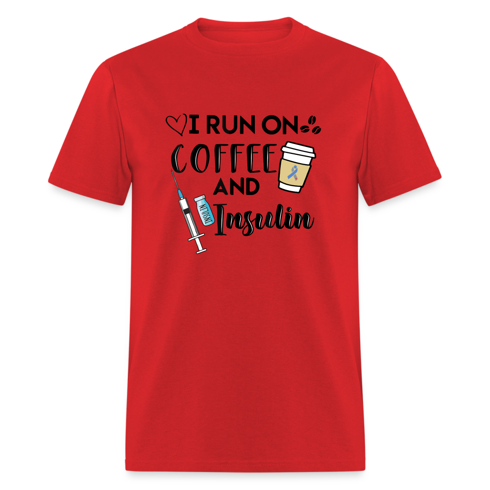 I Run On Coffee & Insulin Adult Unisex Softstyle T-Shirt - red