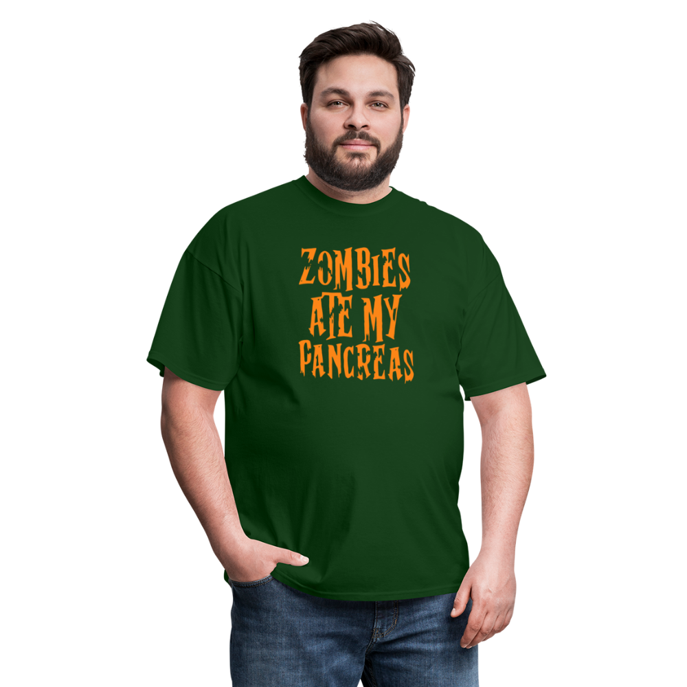 Zombies Ate My Pancreas Diabetic Humor Adult T-Shirt - forest green