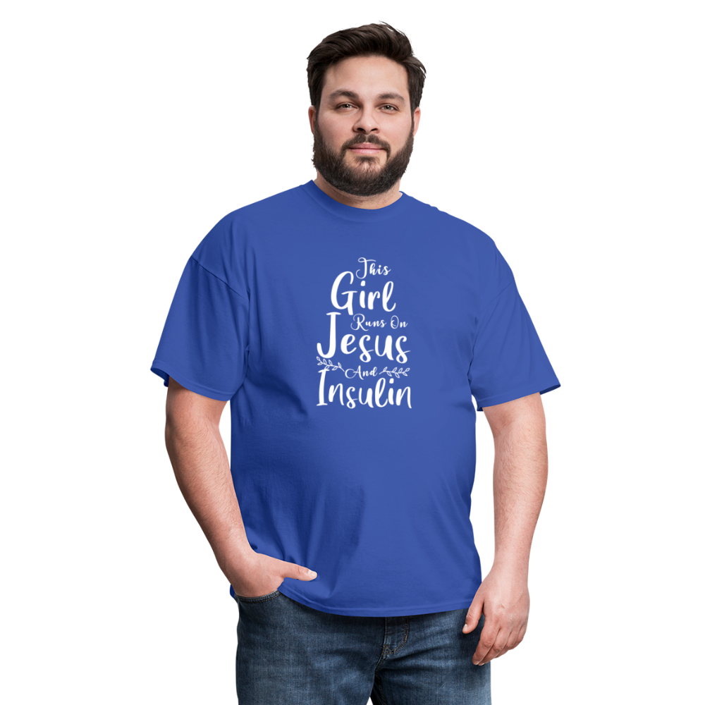 This Girl Runs On Jesus And Insulin Diabetes Awareness Unisex Classic T-Shirt - royal blue