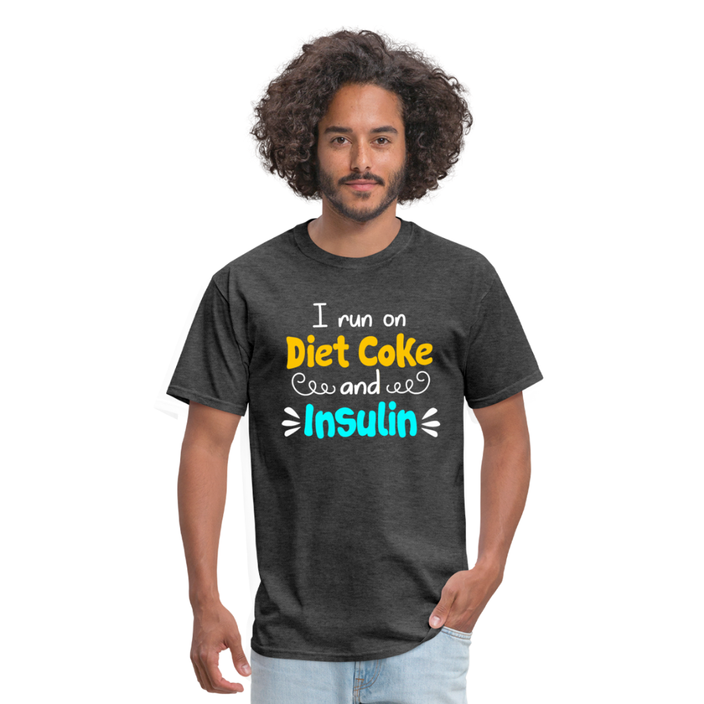 I Run On Diet Coke And Insulin Adult Funny Diabetes Awareness Unisex T-Shirt - heather black