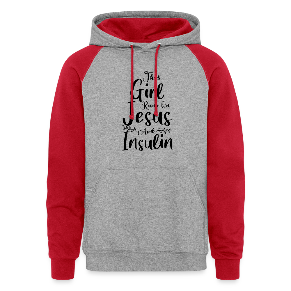 This Girl Runs On Jesus And Insulin Diabetic Warrior Premium Hoodie - heather grey/red