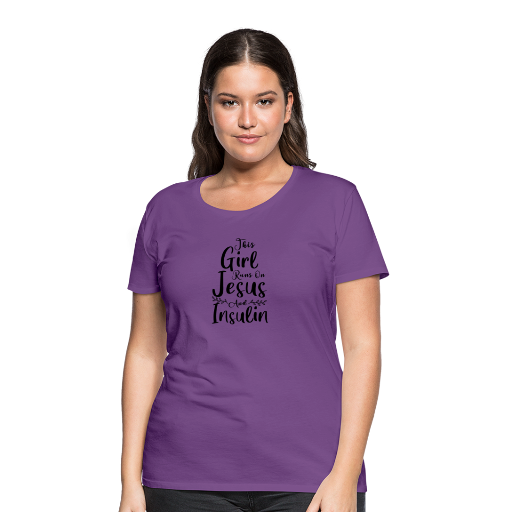 This Girl Runs On Jesus & Insulin Women’s Comfort T-Shirt - purple