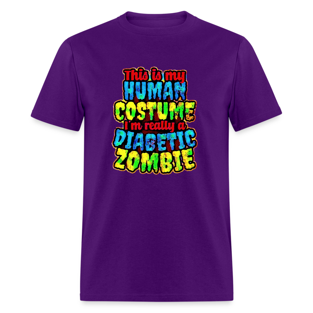 Human Costume Diabetic Zombie T-Shirt Halloween Humor : Unisex Tee Shirt - purple