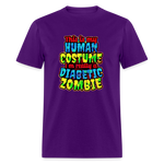 Human Costume Diabetic Zombie T-Shirt Halloween Humor : Unisex Tee Shirt - purple