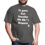 It goes Eat Insulin Oh Sh*t Repeat Parody Unisex Classic T-Shirt - charcoal