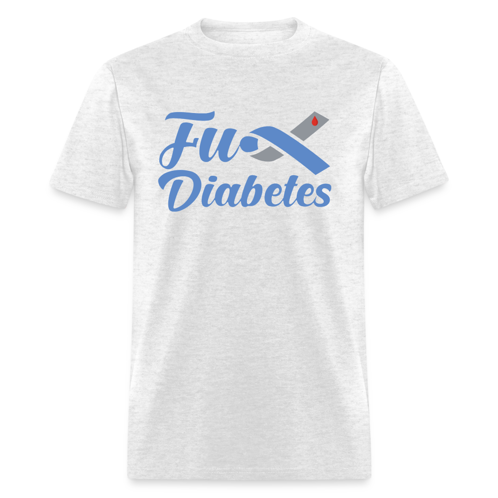 Fu*K Diabetes Blue Ribbon Diabetic Awareness Unisex T-Shirt - light heather gray