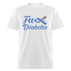 Fu*K Diabetes Blue Ribbon Diabetic Awareness Unisex T-Shirt - light heather gray