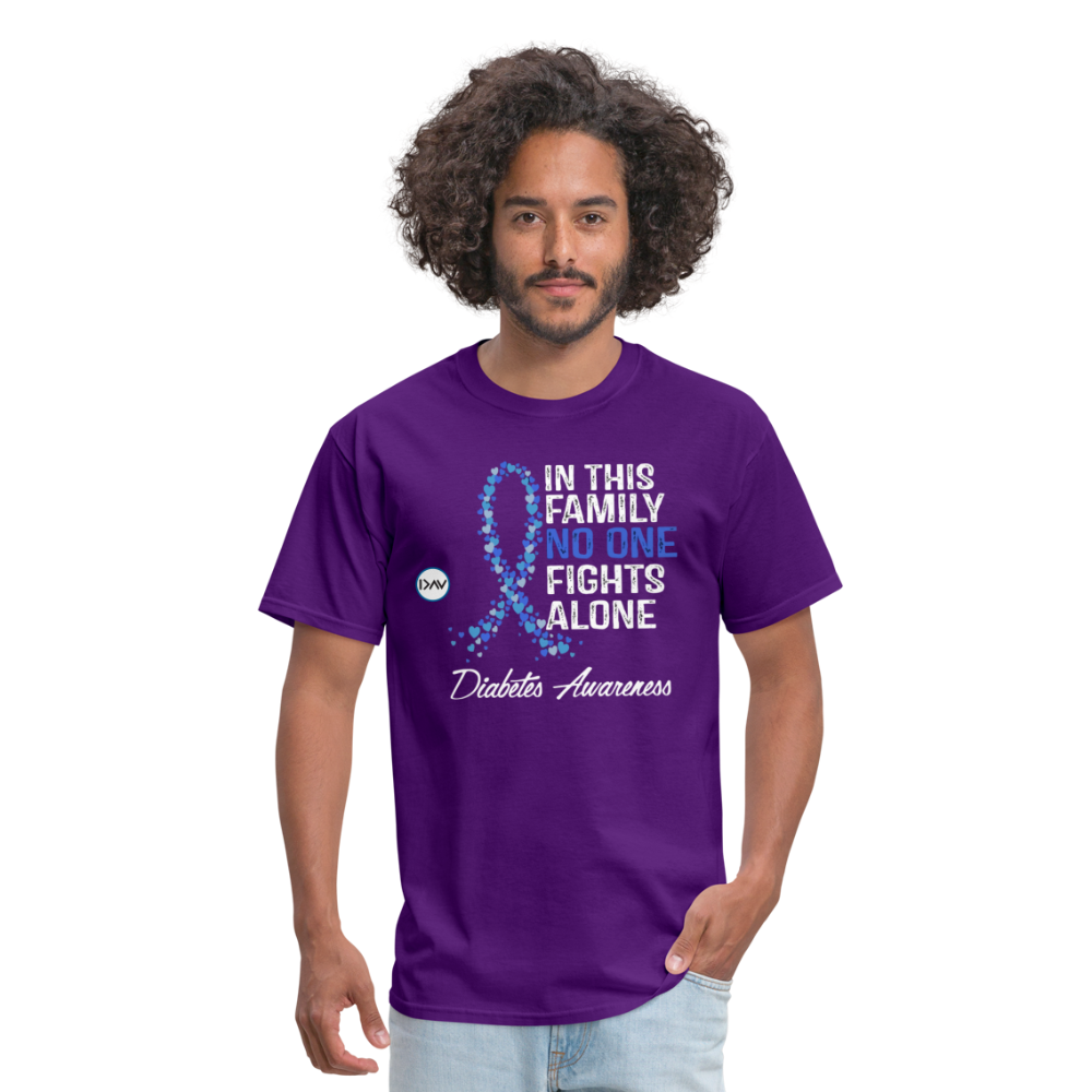 Family No One Fights Alone Diabetes Awareness Adult Unisex T-Shirt - purple