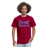 Fu*K Diabetes Blue Ribbon Diabetic Awareness Unisex T-Shirt - dark red