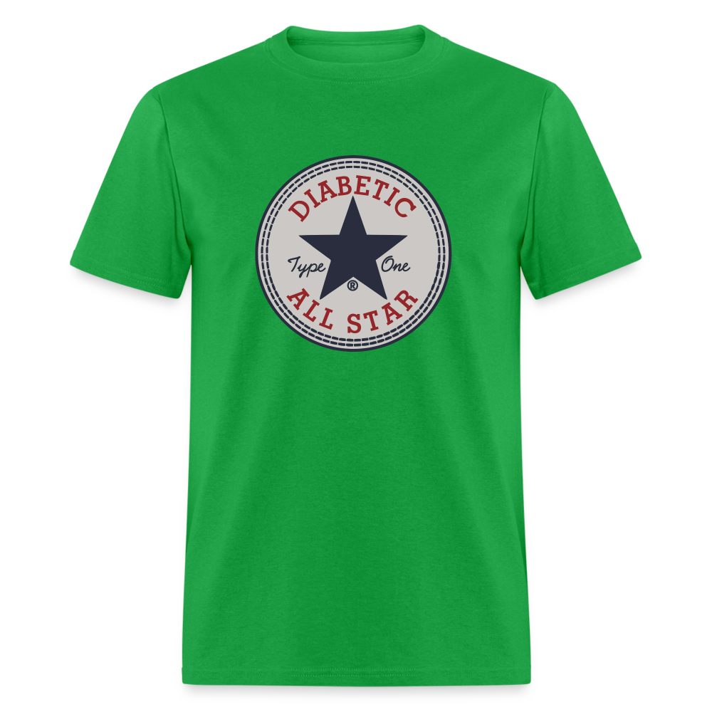 Type 1 All-Star Diabetic Morale Adult Unisex Ringspun Cotton T-Shirt - bright green
