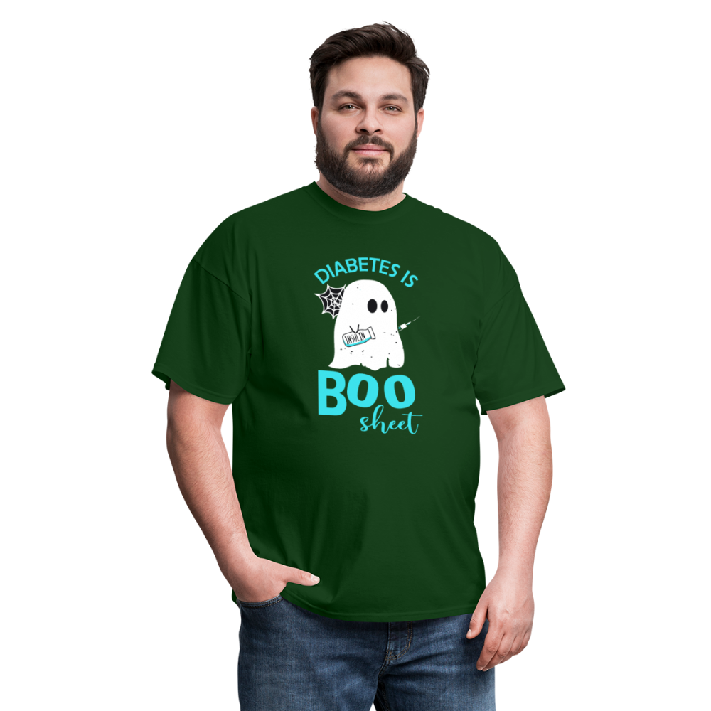 Diabetes Is Boo Sheet Funny Diabetic Halloween Humor Unisex T-Shirt - forest green