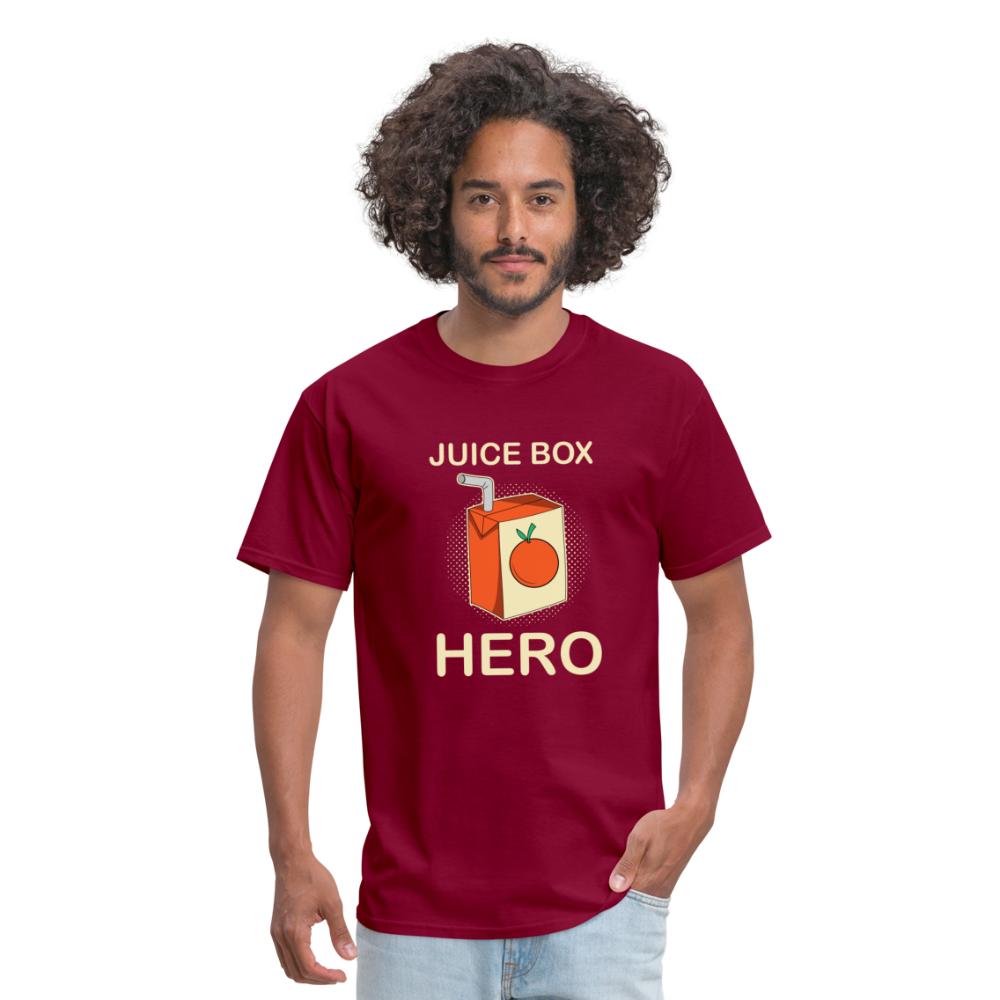 Juice Box Hero Diabetic Humor T1D Funny Unisex Softstyle Adult T-Shirt - burgundy