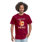 Juice Box Hero Diabetic Humor T1D Funny Unisex Softstyle Adult T-Shirt - burgundy