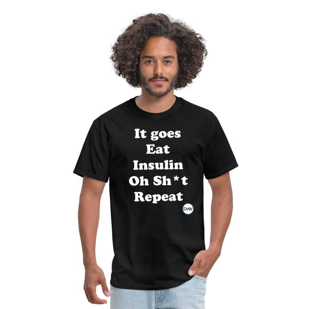 It goes Eat Insulin Oh Sh*t Repeat Parody Unisex Classic T-Shirt - black