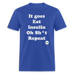 It goes Eat Insulin Oh Sh*t Repeat Parody Unisex Classic T-Shirt - royal blue