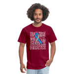 Diabetes Awareness Ribbon Word Art Artwork Unisex Softyle T-Shirt - burgundy