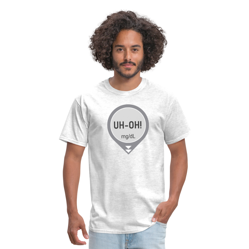 UH-OH! Dexcom Lows Alert Humor Adult Unisex T-Shirt - light heather gray