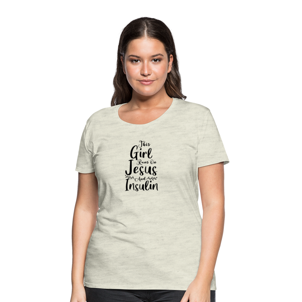 This Girl Runs On Jesus & Insulin Women’s Comfort T-Shirt - heather oatmeal