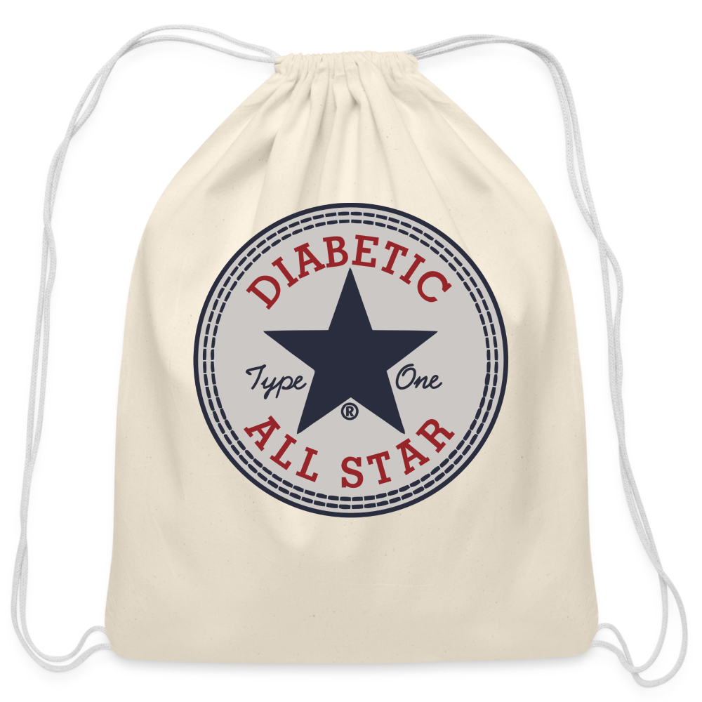 Diabetic Type One All Star Diabetic Supplies Storage Cotton Drawstring Bag - natural