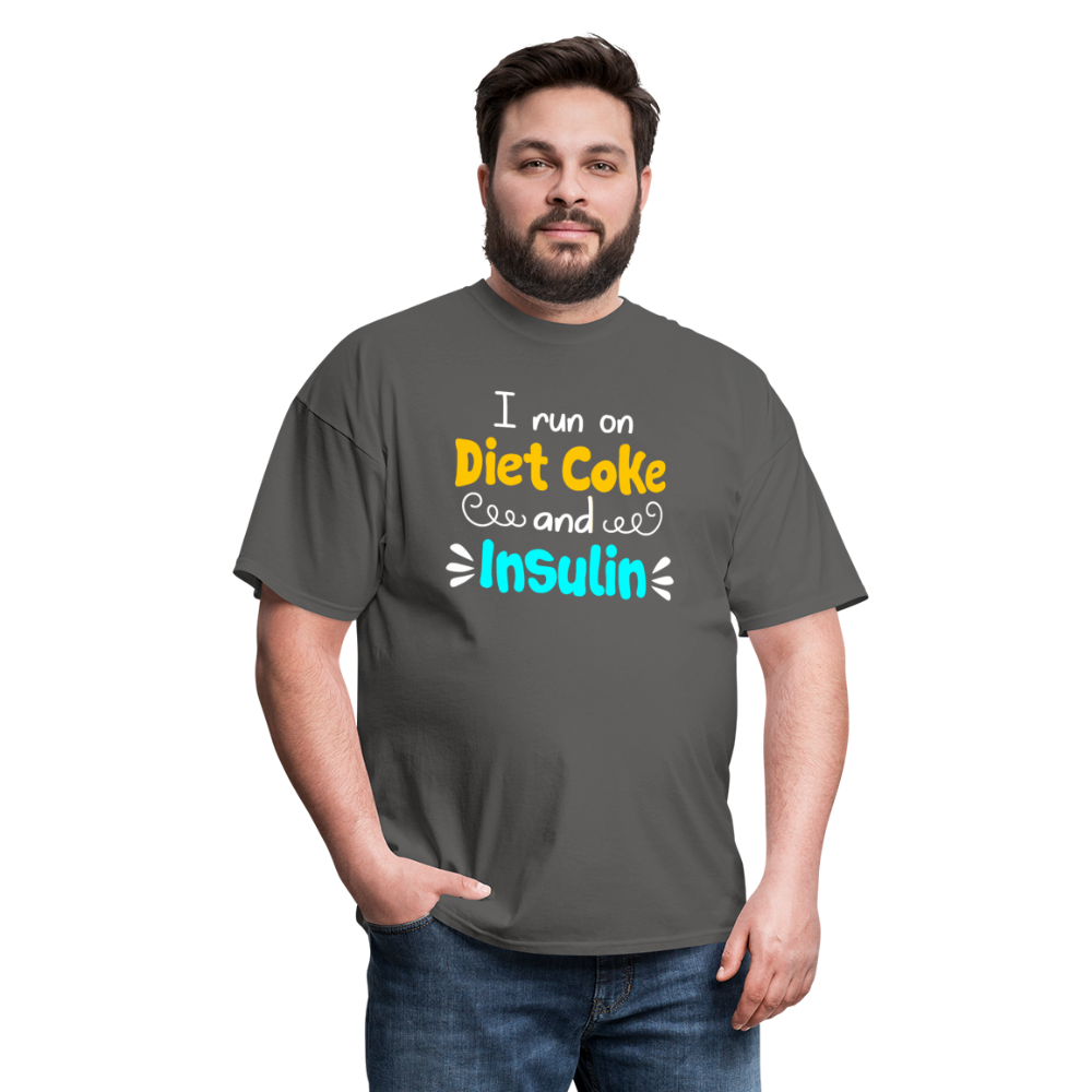 I Run On Diet Coke And Insulin Adult Funny Diabetes Awareness Unisex T-Shirt - charcoal