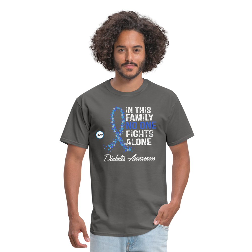 Family No One Fights Alone Diabetes Awareness Adult Unisex T-Shirt - charcoal